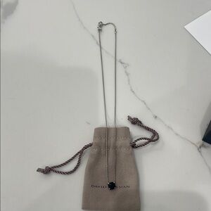 David Yurman Silver Necklace with Black Pendant